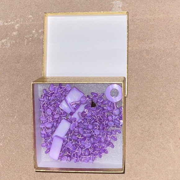 Artisan Made Y Style Multi Strand Dyed Purple Shell Necklace Toggle Close - Picture 2 of 13